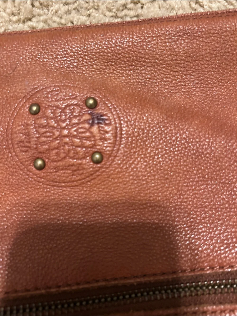 Leather Hobo Shoulder Bag in Cognac Brown